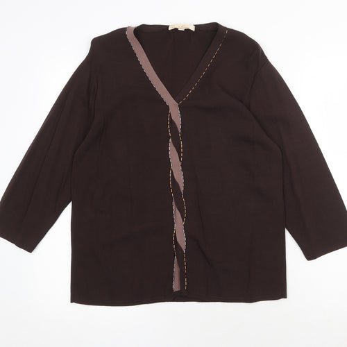 Pure & Natural Womens Brown Viscose Basic Blouse Size 18 V-Neck