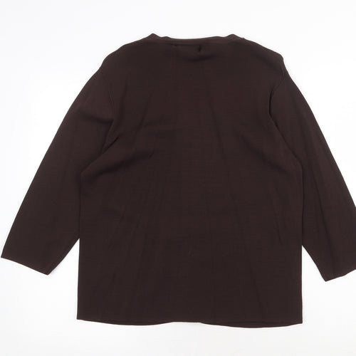 Pure & Natural Womens Brown Viscose Basic Blouse Size 18 V-Neck