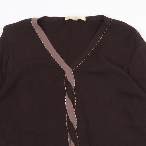 Pure & Natural Womens Brown Viscose Basic Blouse Size 18 V-Neck