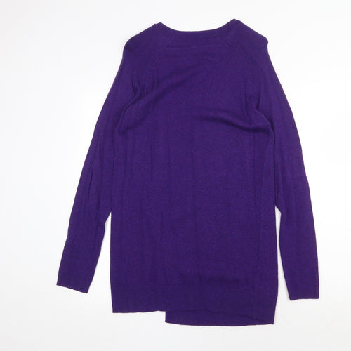 Marks and Spencer Womens Purple V-Neck Viscose Tunic Jumper Size 10