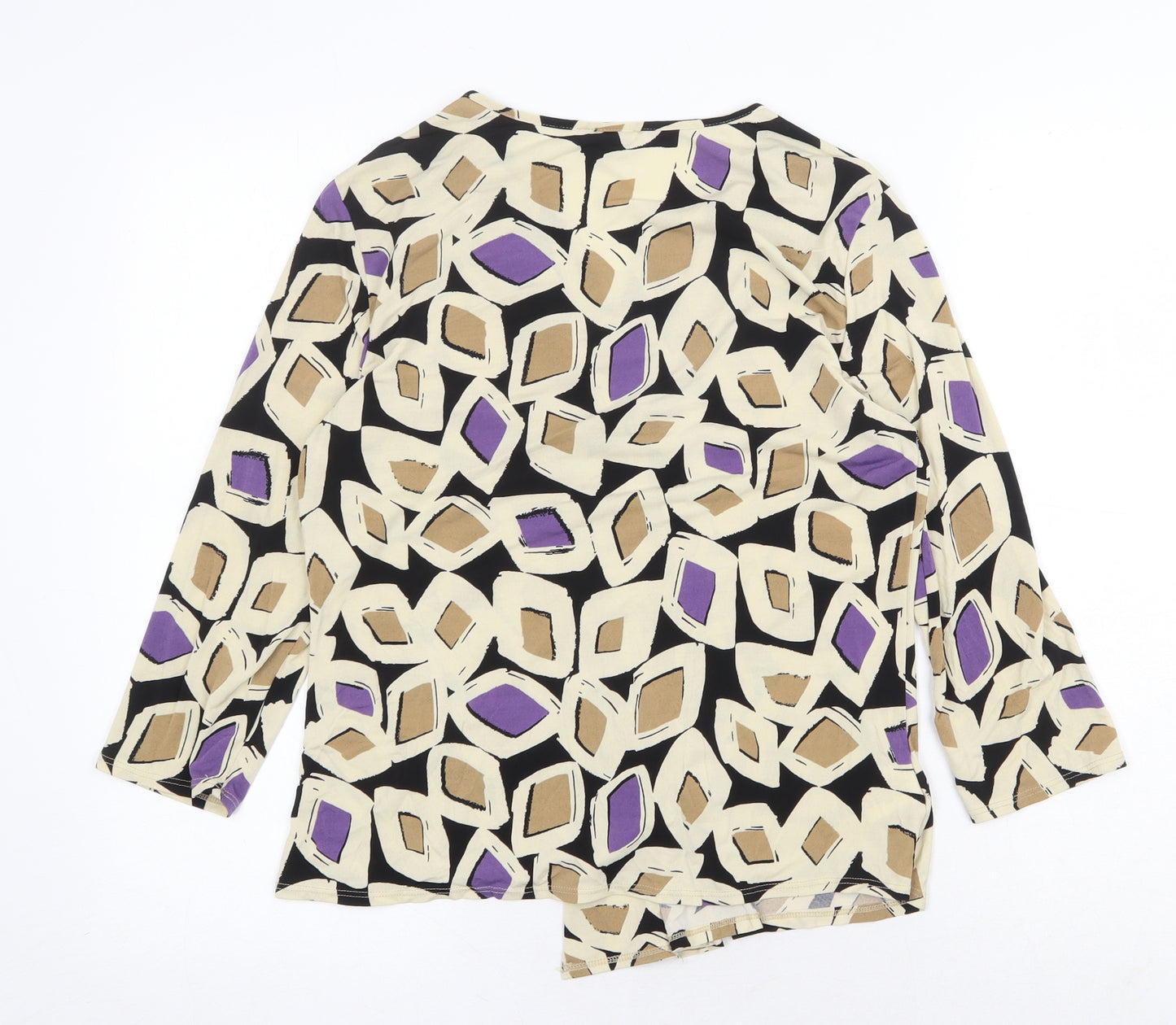 CC Womens Beige Geometric Polyester Basic Blouse Size M V-Neck