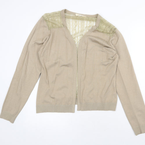 Chen Ke Womens Beige V-Neck Cotton Cardigan Jumper Size XL