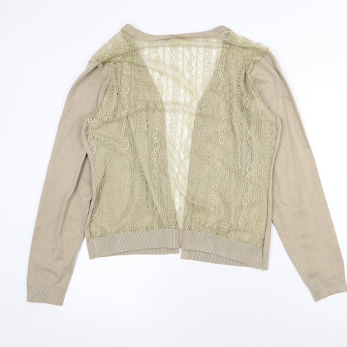 Chen Ke Womens Beige V-Neck Cotton Cardigan Jumper Size XL