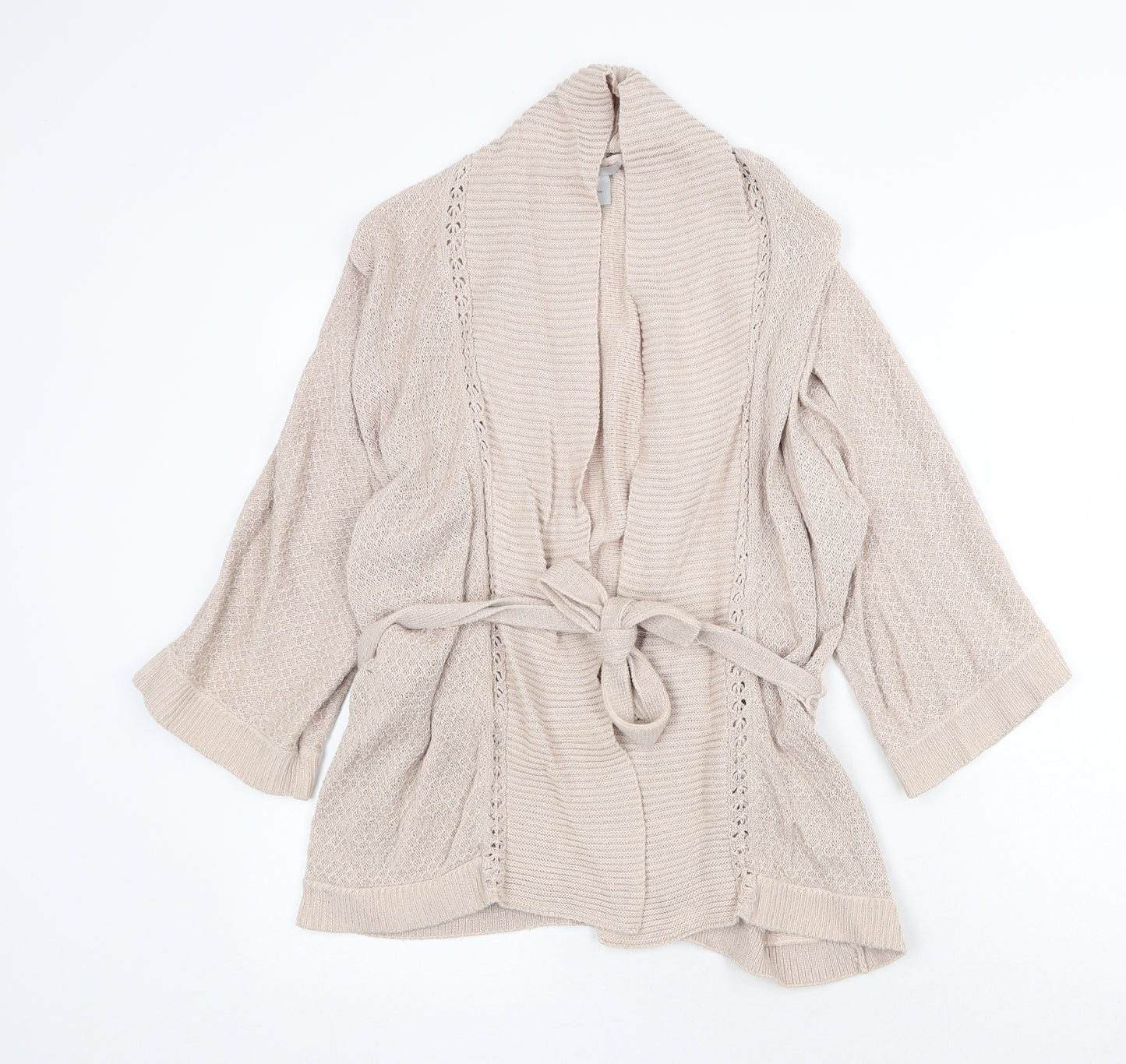 H&M Womens Beige V-Neck Cotton Cardigan Jumper Size L