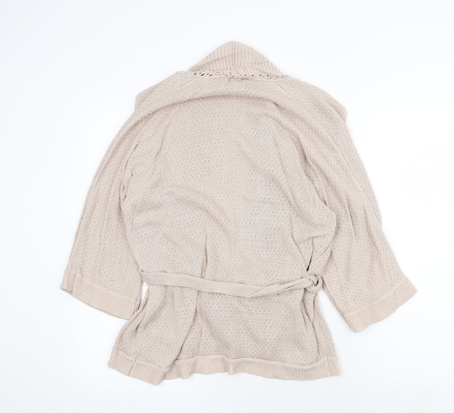H&M Womens Beige V-Neck Cotton Cardigan Jumper Size L