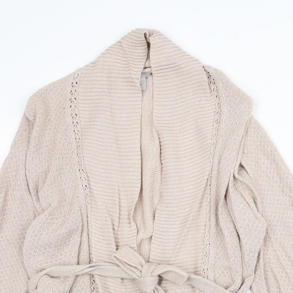 H&M Womens Beige V-Neck Cotton Cardigan Jumper Size L
