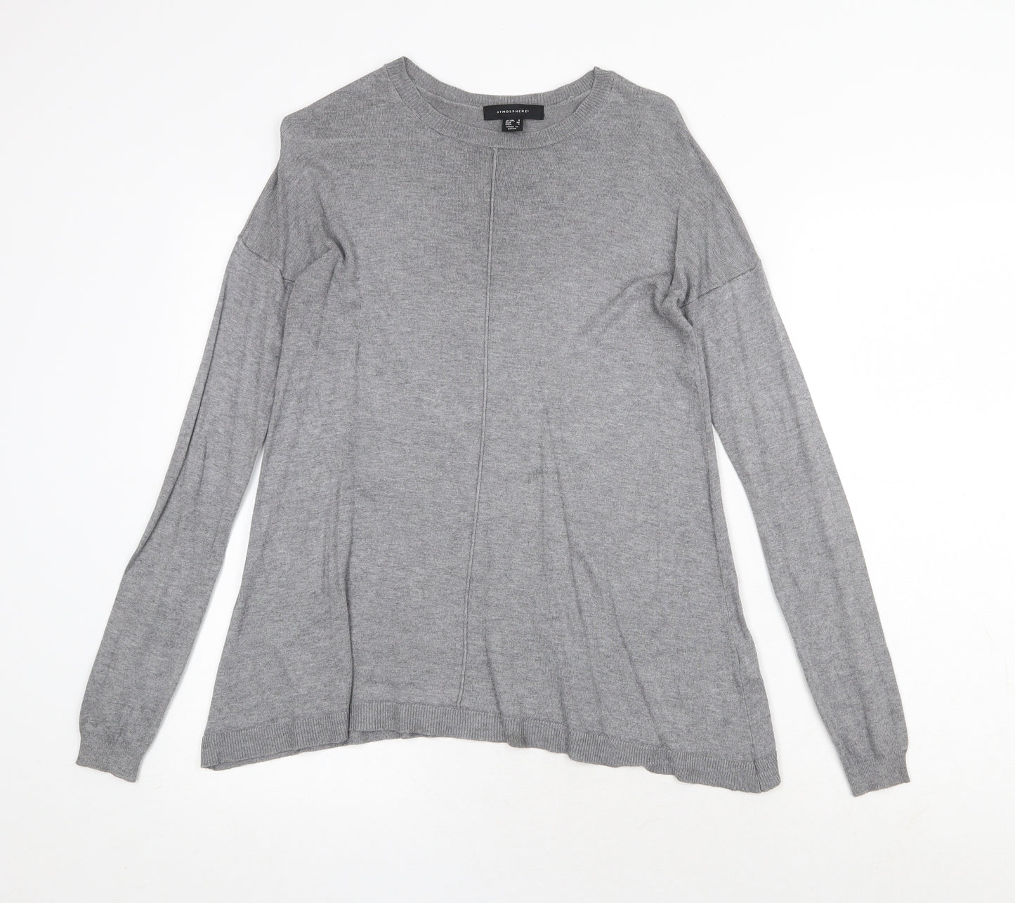 Atmosphere Womens Grey Round Neck Viscose Pullover Jumper Size 8