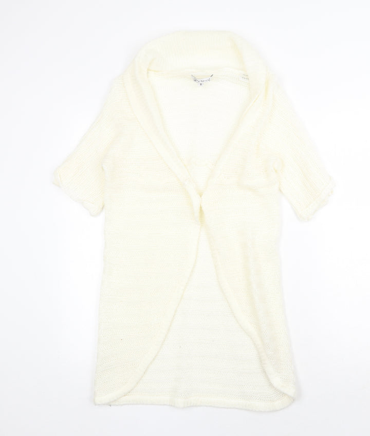 Sorbet Womens Ivory V-Neck Acrylic Cardigan Jumper Size S