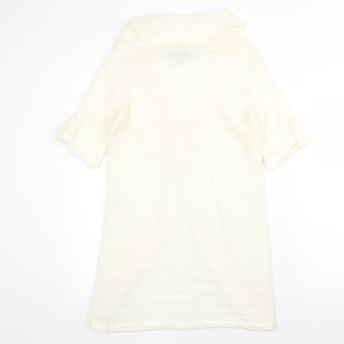 Sorbet Womens Ivory V-Neck Acrylic Cardigan Jumper Size S