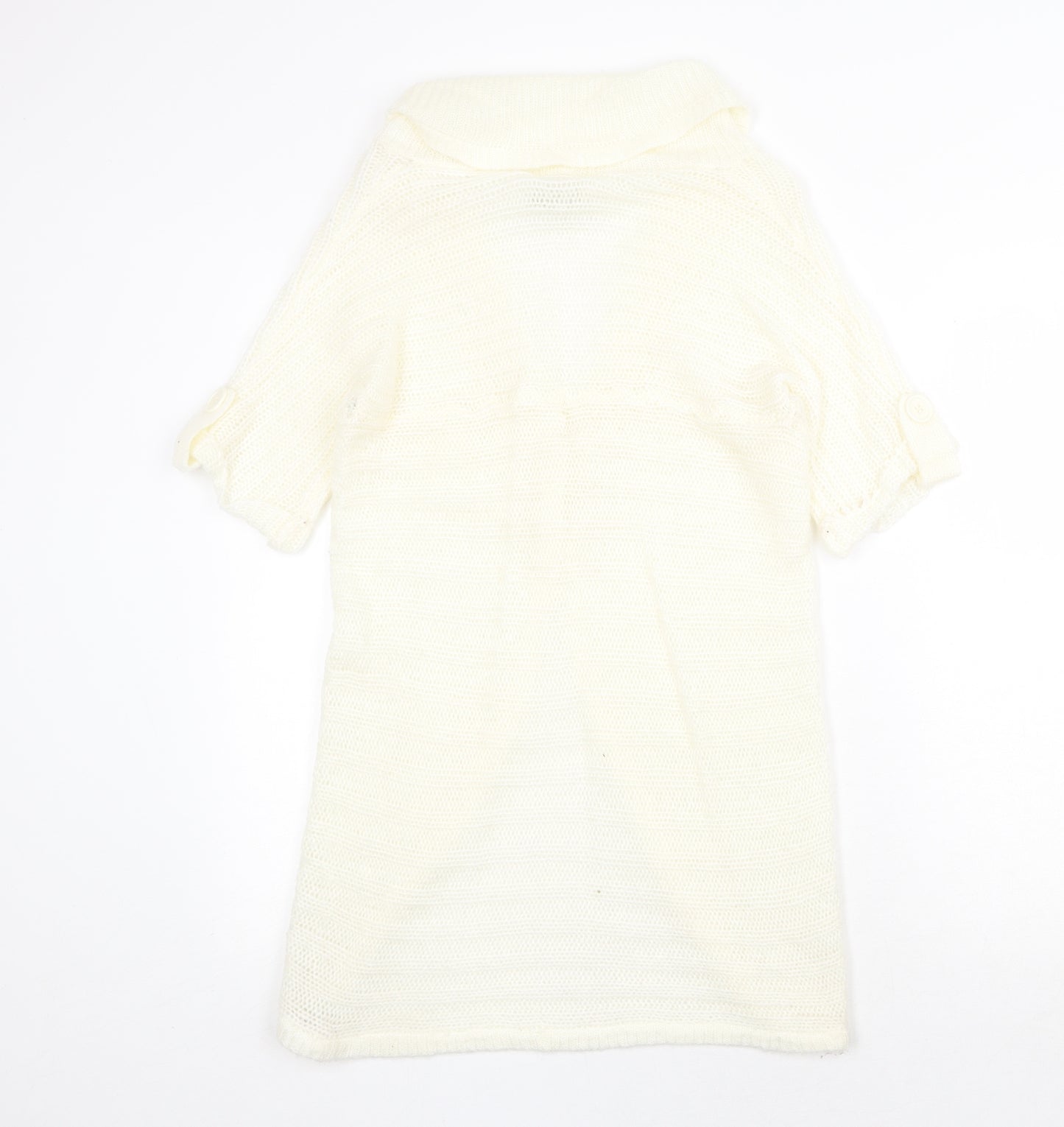 Sorbet Womens Ivory V-Neck Acrylic Cardigan Jumper Size S