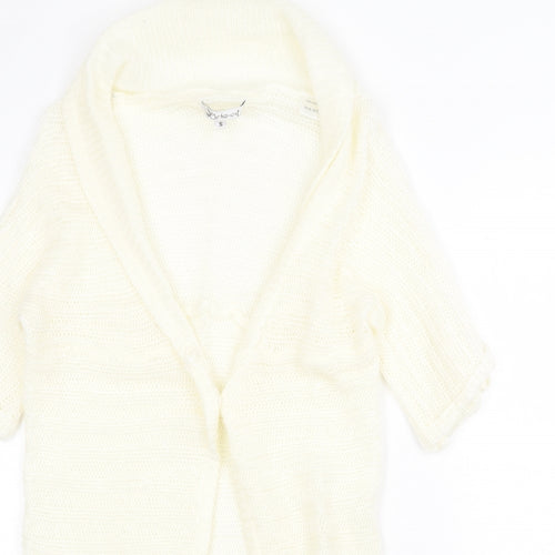 Sorbet Womens Ivory V-Neck Acrylic Cardigan Jumper Size S