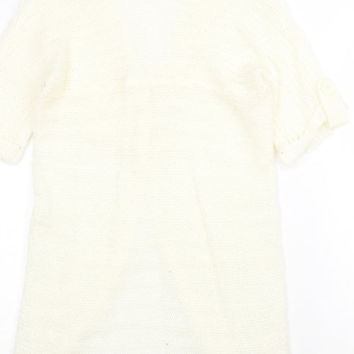 Sorbet Womens Ivory V-Neck Acrylic Cardigan Jumper Size S