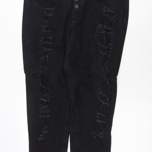 No Boundaries Womens Black Cotton Straight Jeans Size 38 in Regular Zip