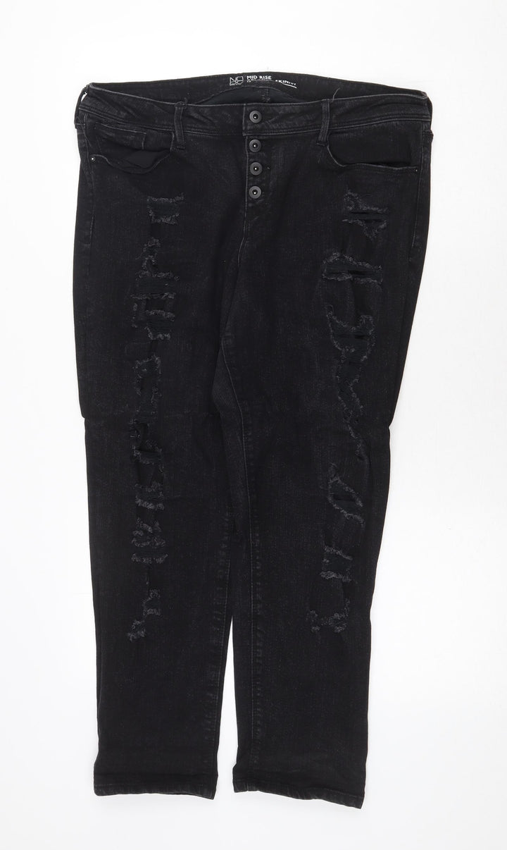 No Boundaries Womens Black Cotton Straight Jeans Size 38 in Regular Zip
