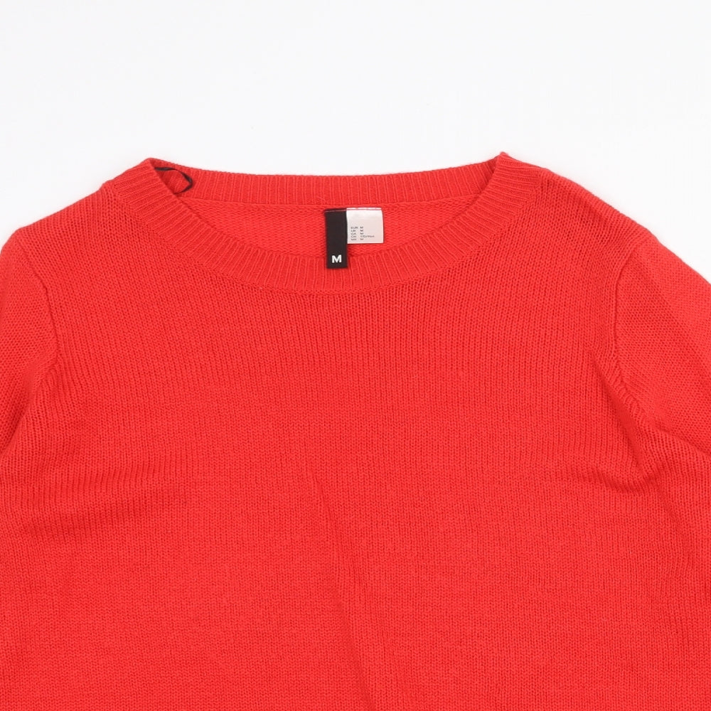 H&M Womens Red Round Neck Acrylic Pullover Jumper Size M