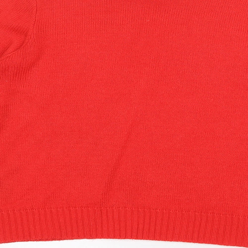 H&M Womens Red Round Neck Acrylic Pullover Jumper Size M