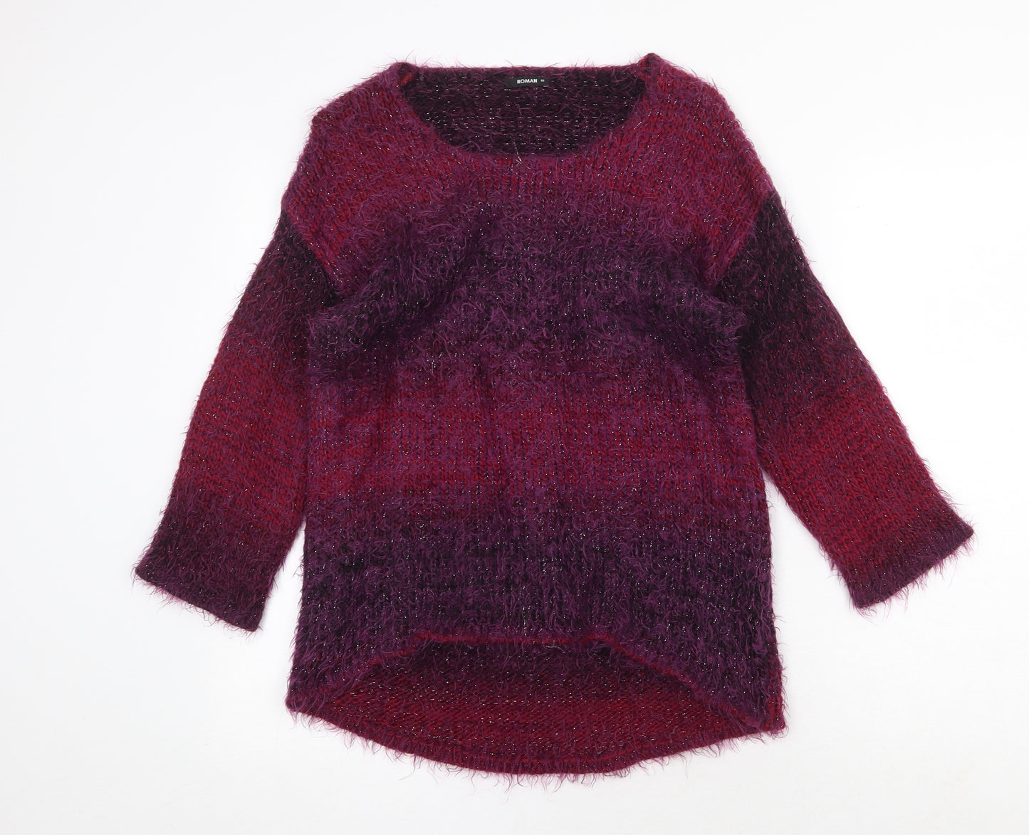 Roman Womens Purple Scoop Neck Polyamide Pullover Jumper Size 10