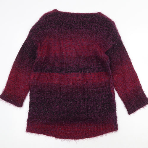 Roman Womens Purple Scoop Neck Polyamide Pullover Jumper Size 10