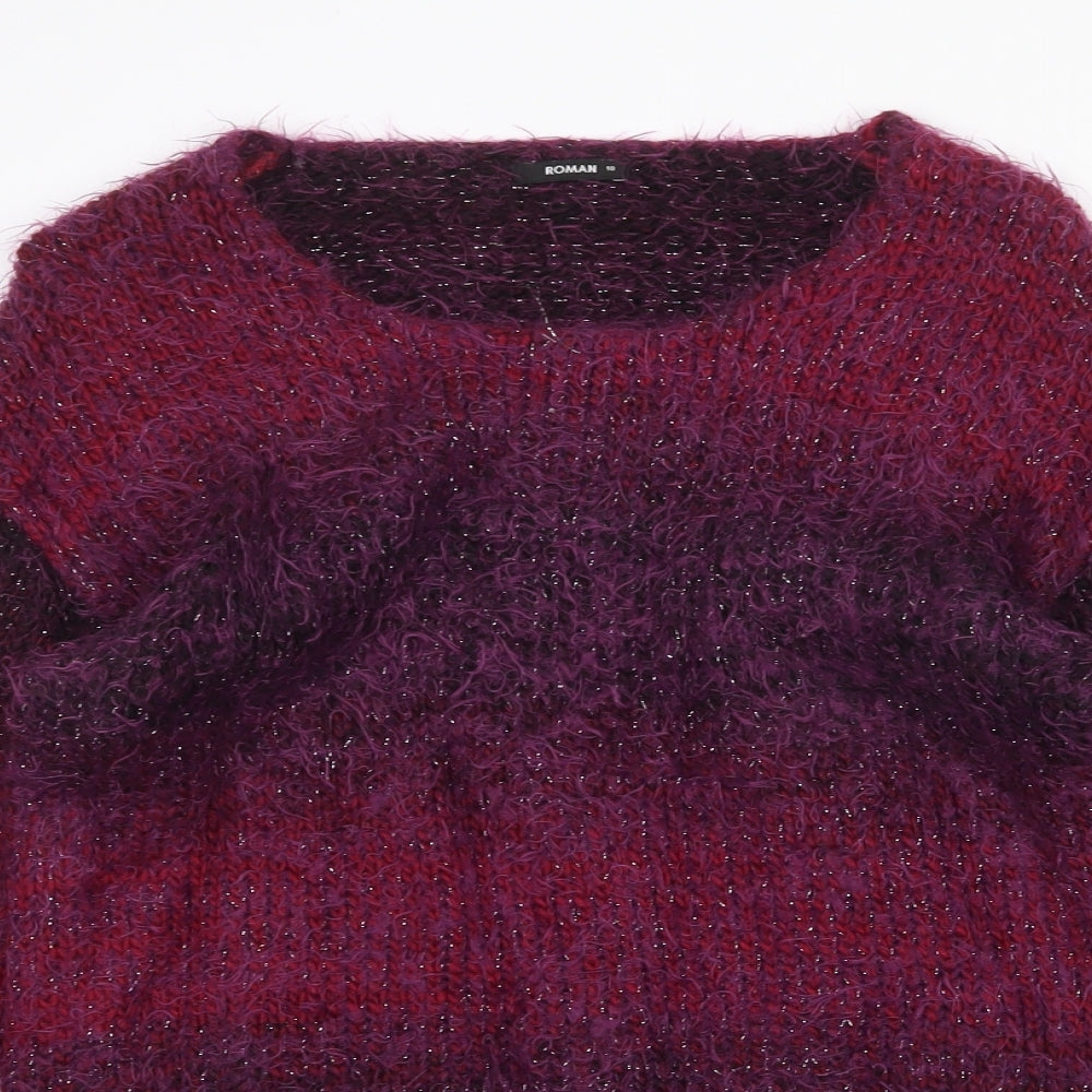 Roman Womens Purple Scoop Neck Polyamide Pullover Jumper Size 10
