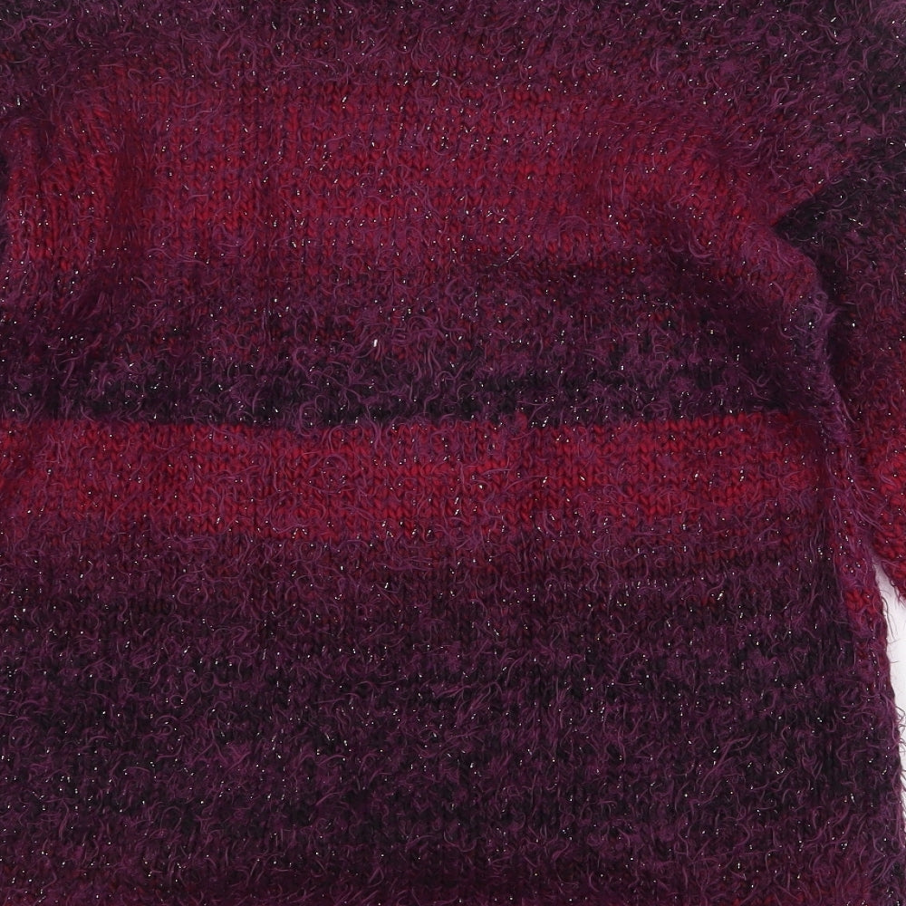 Roman Womens Purple Scoop Neck Polyamide Pullover Jumper Size 10