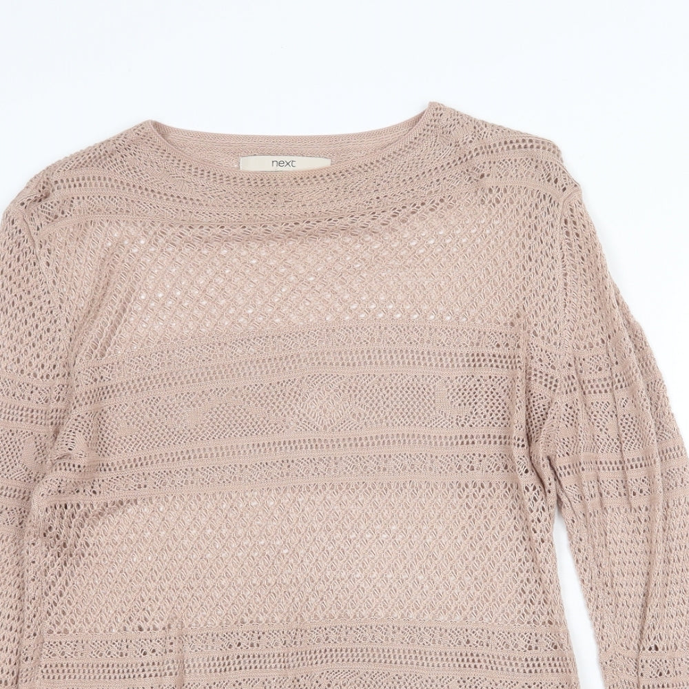 NEXT Womens Beige Round Neck Viscose Pullover Jumper Size 12