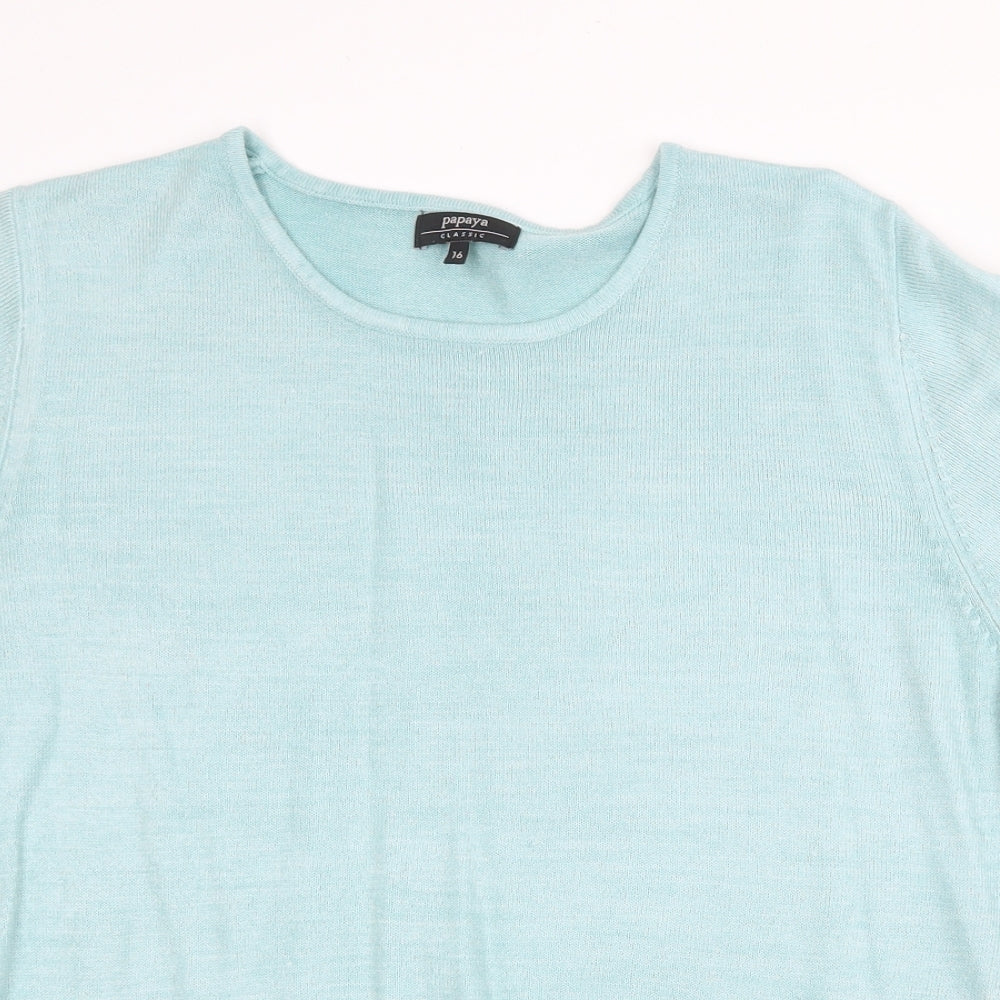 Papaya Womens Green Round Neck Acrylic Pullover Jumper Size 16