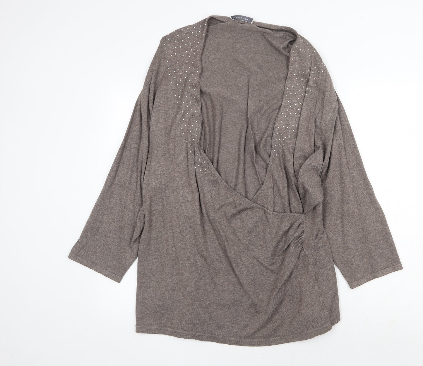 Windsmoor Womens Brown V-Neck Viscose Pullover Jumper Size XL