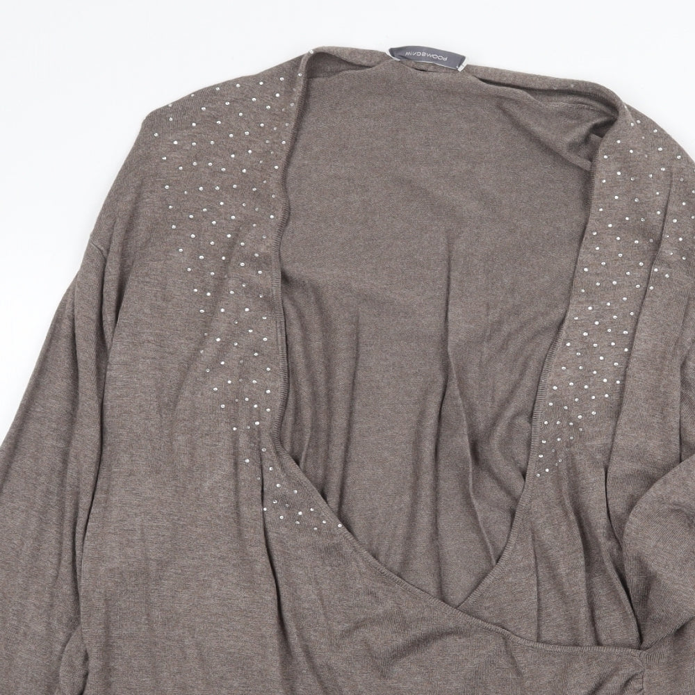 Windsmoor Womens Brown V-Neck Viscose Pullover Jumper Size XL