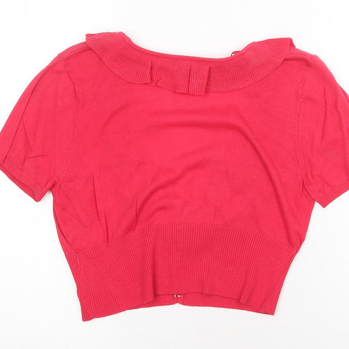 B&W Womens Pink V-Neck Cotton Cardigan Jumper Size M