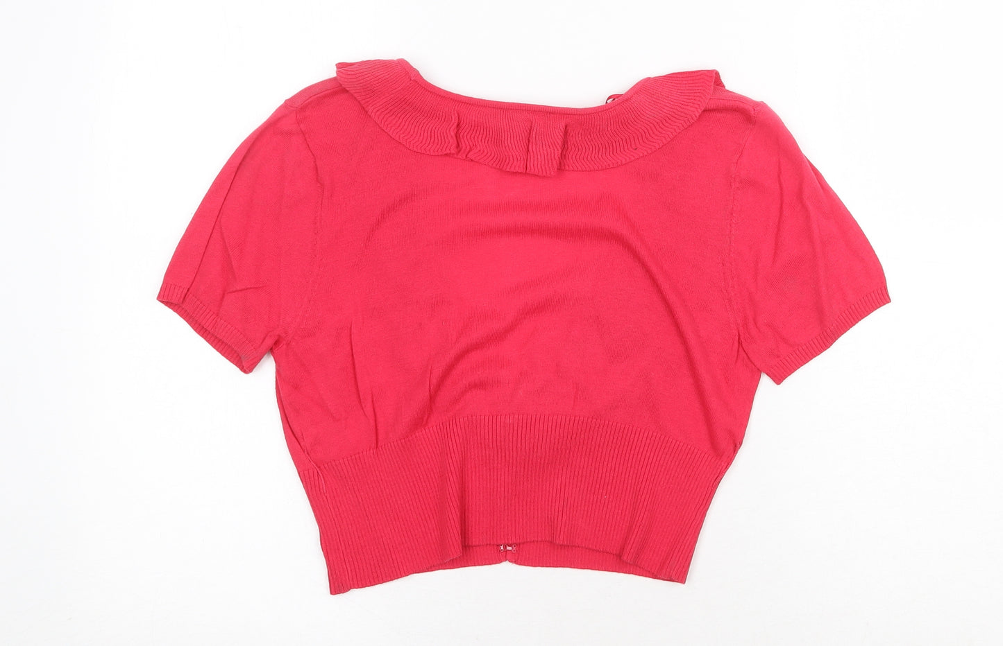 B&W Womens Pink V-Neck Cotton Cardigan Jumper Size M