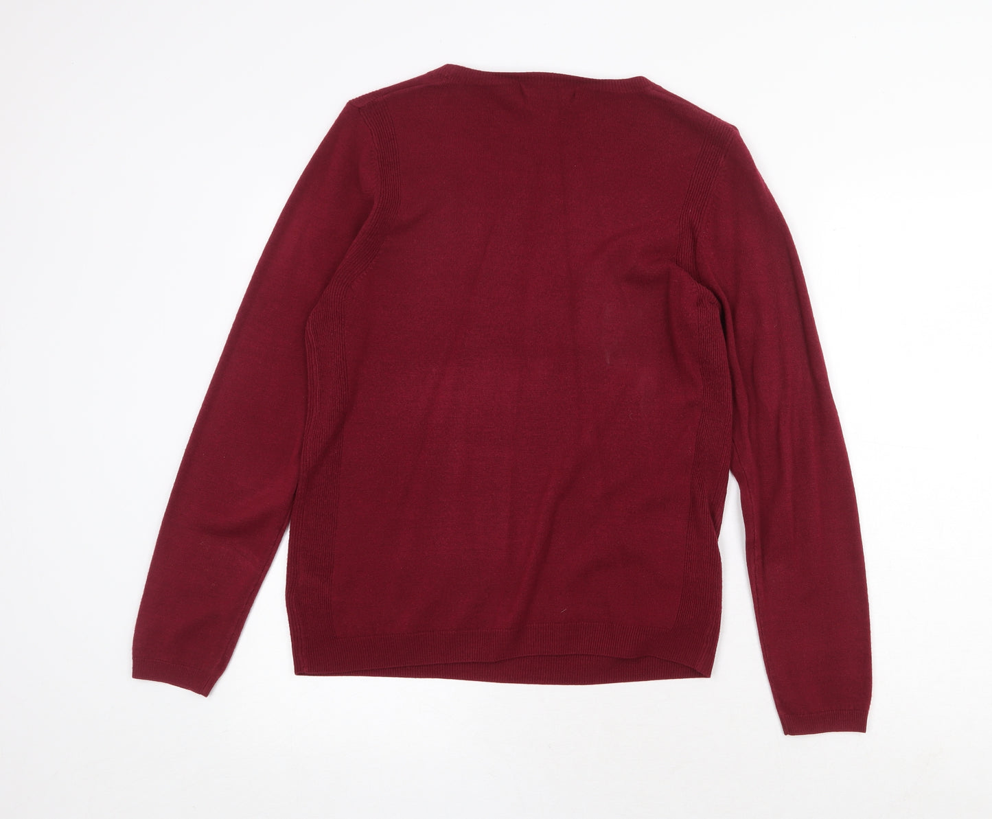 Marks and Spencer Womens Red Round Neck Acrylic Pullover Jumper Size 12