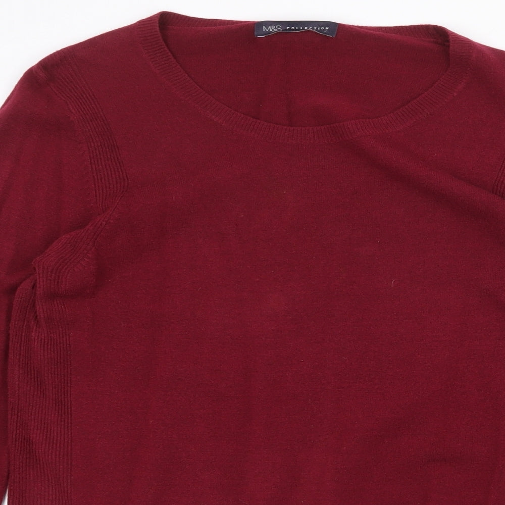 Marks and Spencer Womens Red Round Neck Acrylic Pullover Jumper Size 12