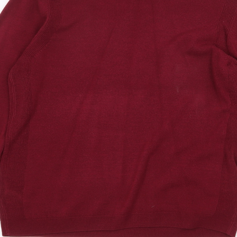 Marks and Spencer Womens Red Round Neck Acrylic Pullover Jumper Size 12