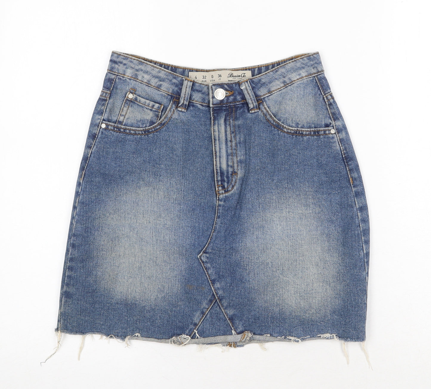 Denim & Co. Womens Blue Cotton A-Line Skirt Size 4XL Zip