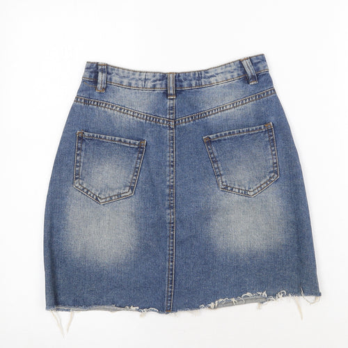 Denim & Co. Womens Blue Cotton A-Line Skirt Size 4XL Zip