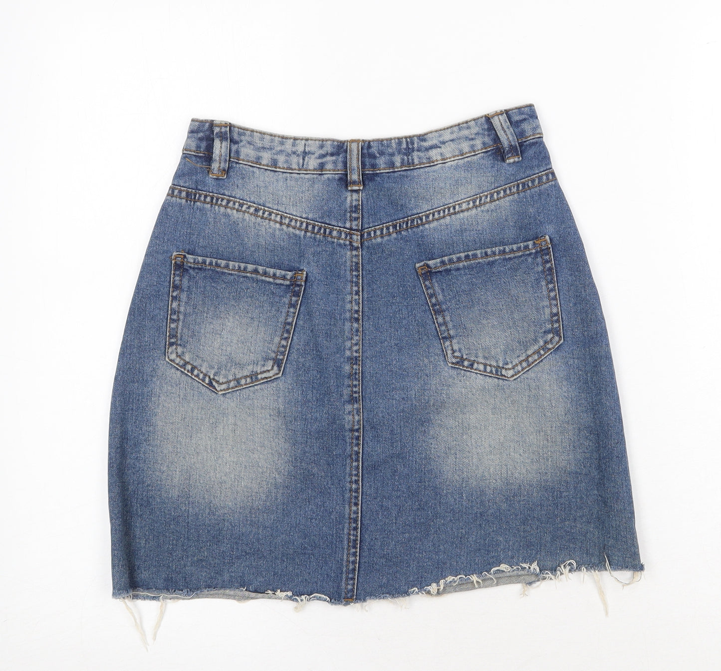 Denim & Co. Womens Blue Cotton A-Line Skirt Size 4XL Zip