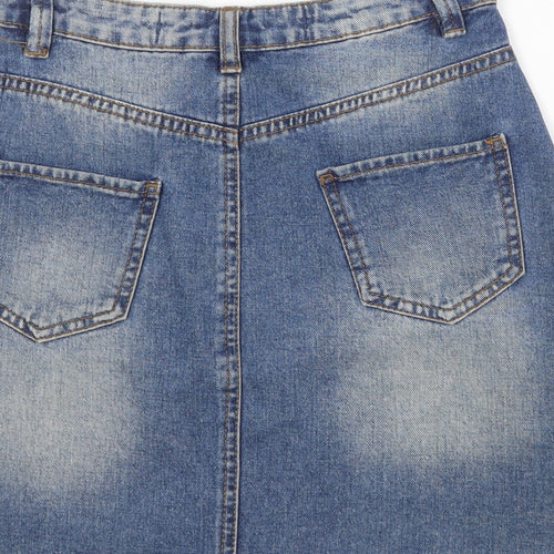 Denim & Co. Womens Blue Cotton A-Line Skirt Size 4XL Zip