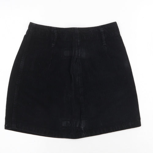 Denim & Co. Womens Black Cotton A-Line Skirt Size 8 Zip