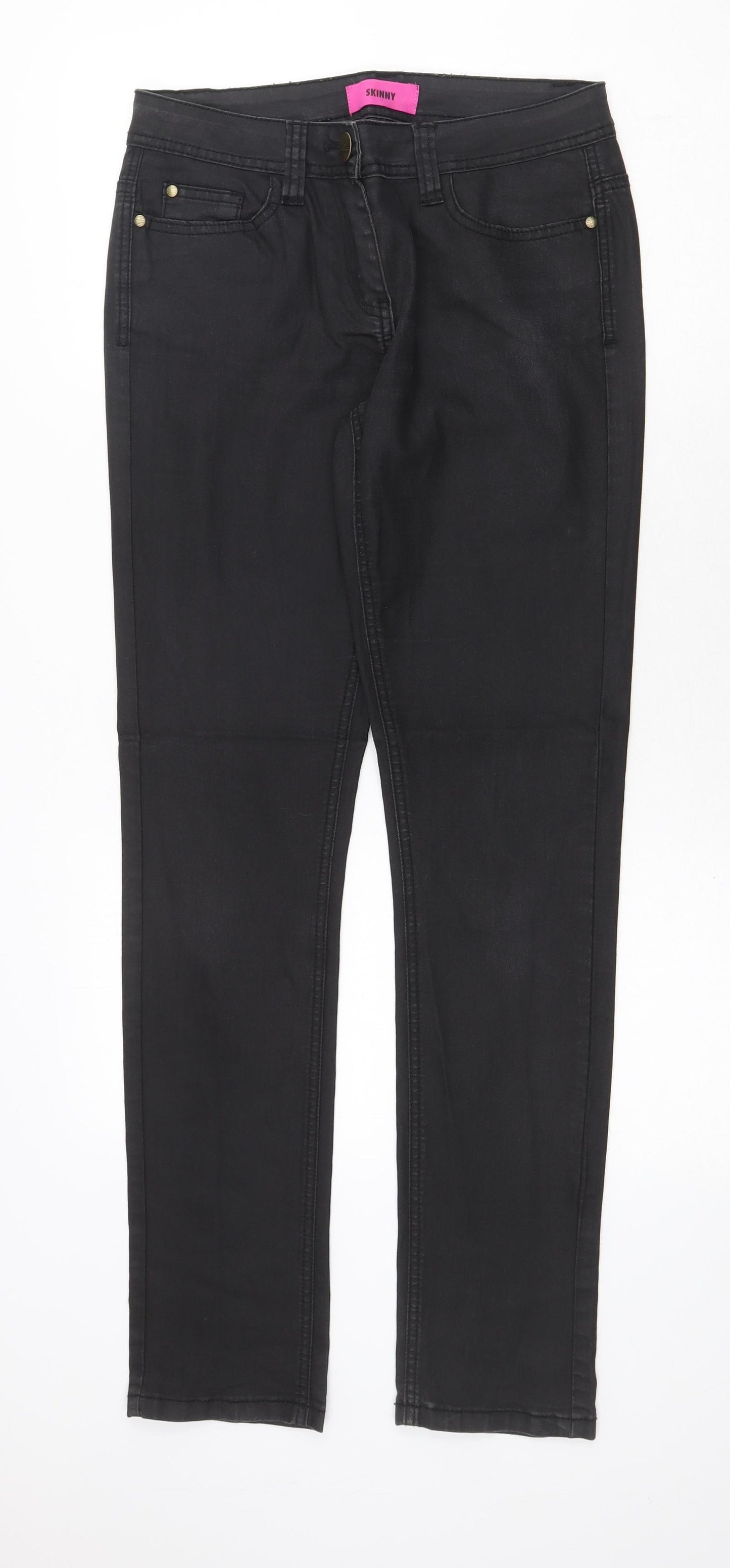 George Womens Black Cotton Straight Jeans Size 10 Regular Zip