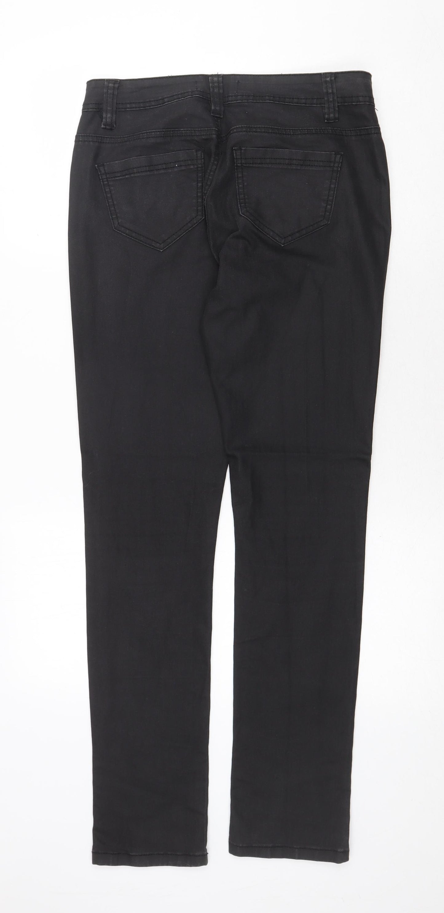 George Womens Black Cotton Straight Jeans Size 10 Regular Zip