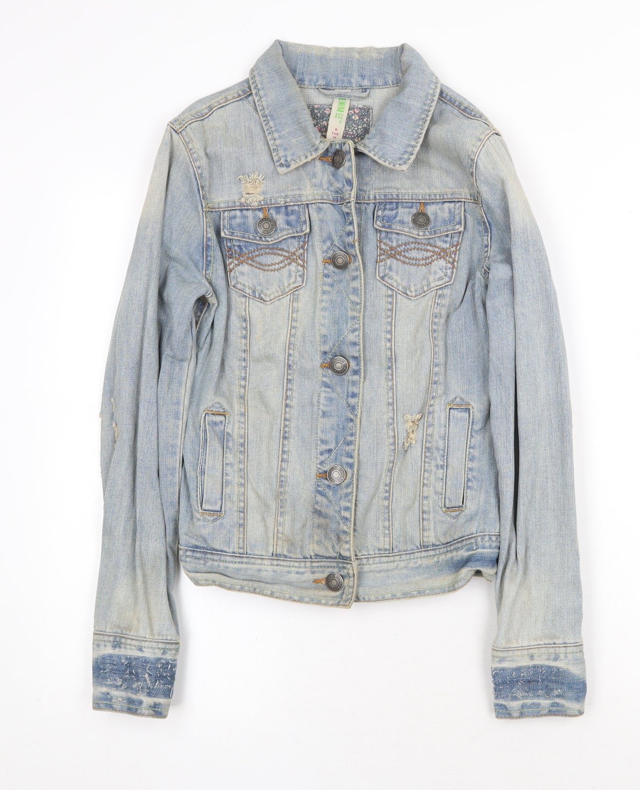 Denim & Co. Womens Blue Jacket Size 8 Button