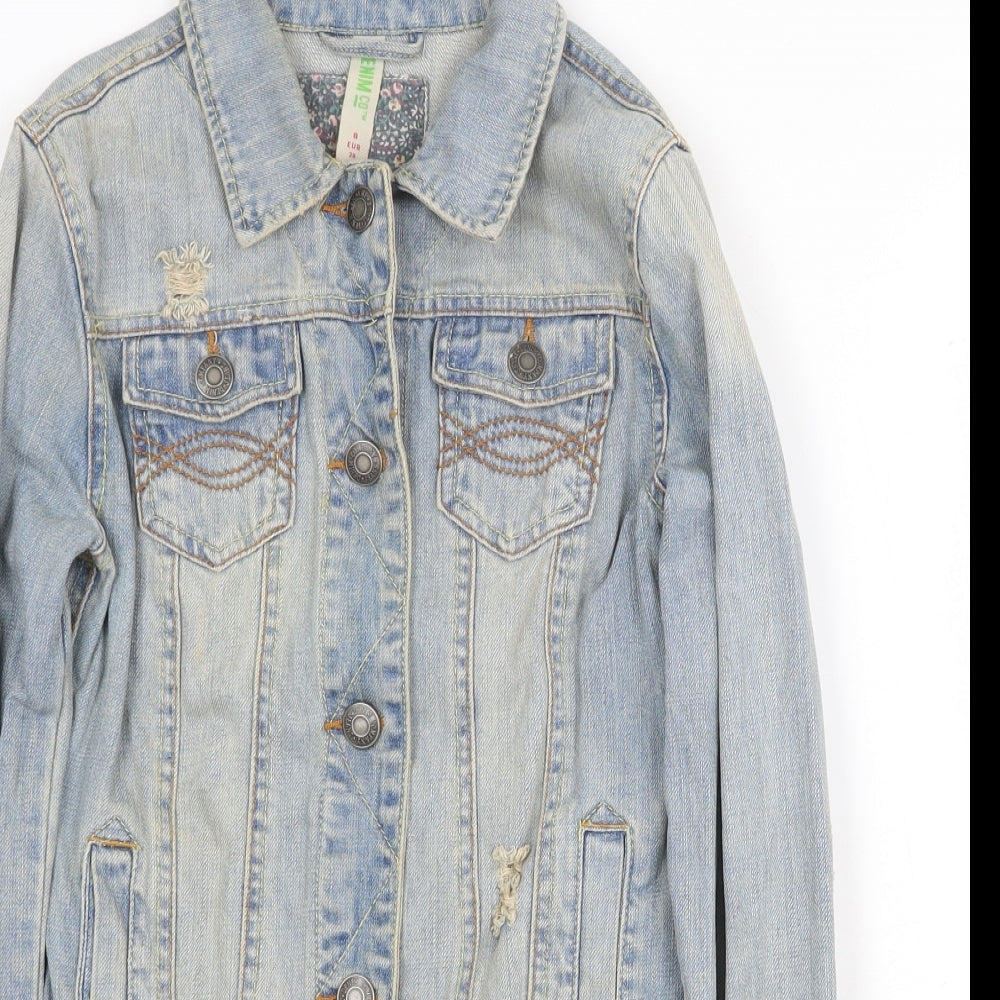 Denim & Co. Womens Blue Jacket Size 8 Button