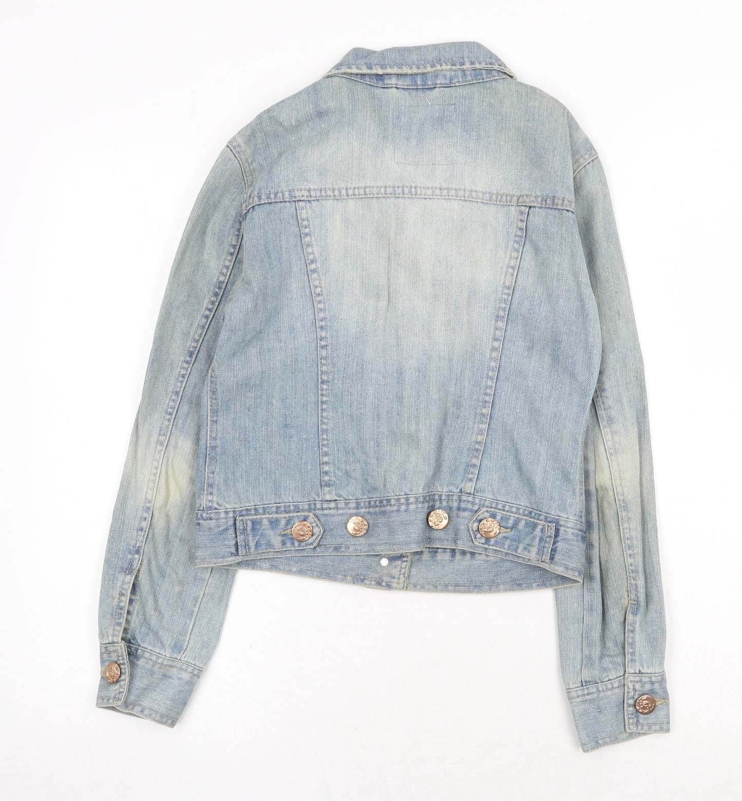 Denim & Co. Womens Blue Jacket Size 8 Button