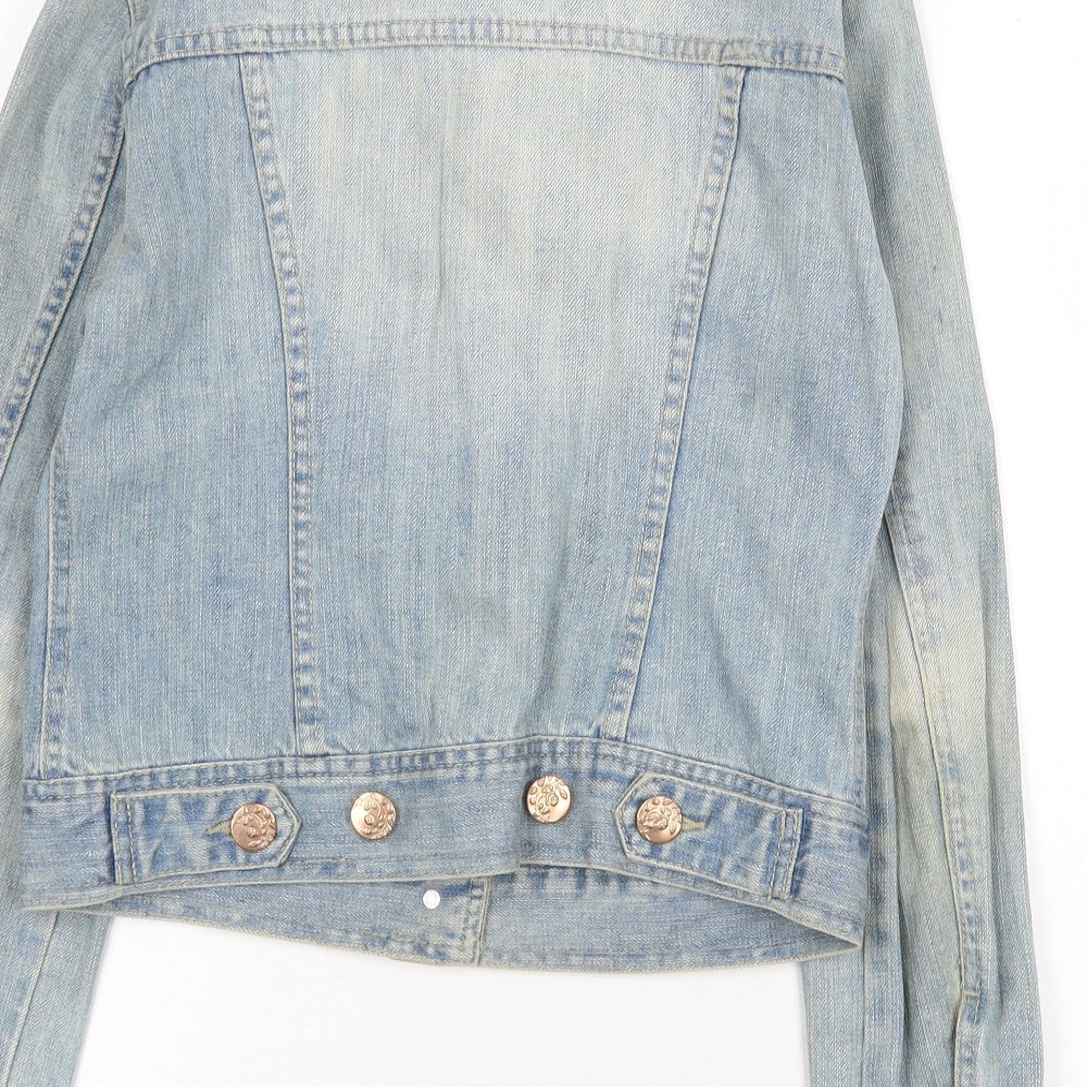 Denim & Co. Womens Blue Jacket Size 8 Button
