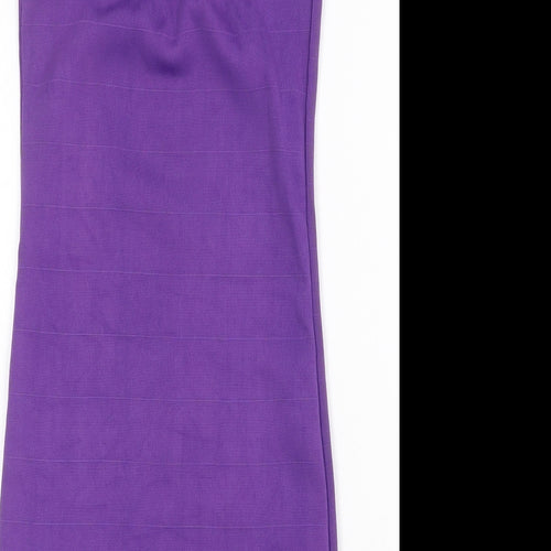 PK Clothing Womens Purple Polyester Bodycon Size S Round Neck Pullover