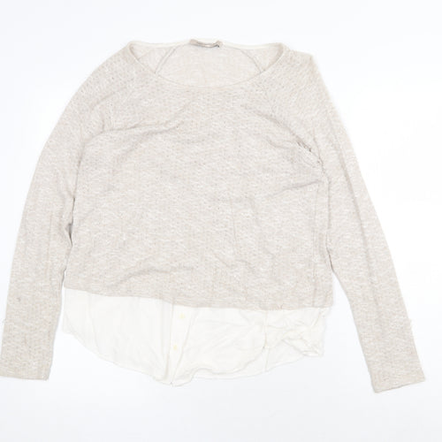 Marks and Spencer Womens Beige Scoop Neck Viscose Pullover Jumper Size 12