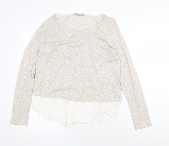 Marks and Spencer Womens Beige Scoop Neck Viscose Pullover Jumper Size 12