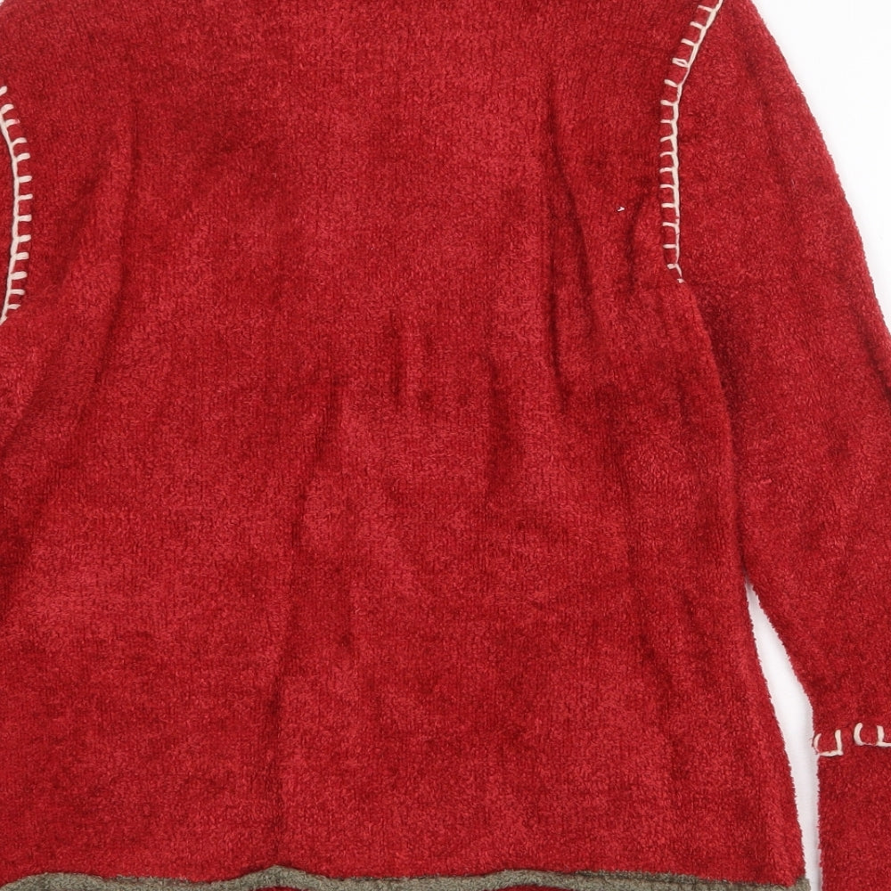 Terre de Marins Womens Red Jacket Coatigan Size M Zip