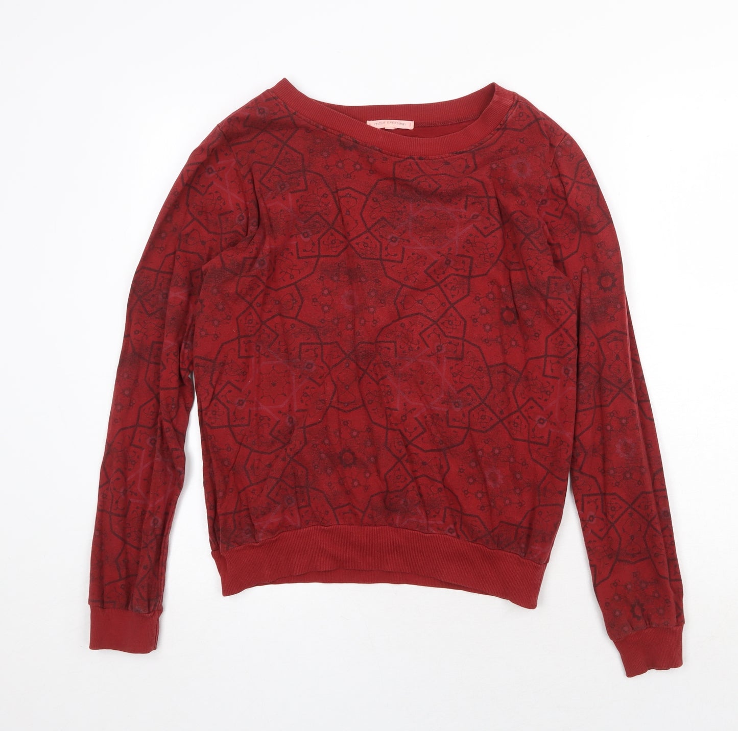 Little Unknown Womens Red Geometric Cotton Pullover Sweatshirt Size M Pullover