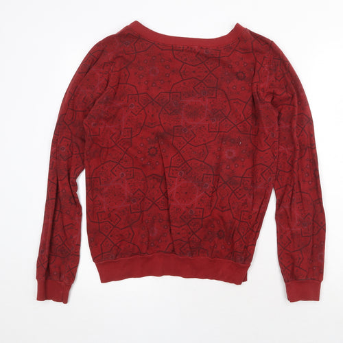 Little Unknown Womens Red Geometric Cotton Pullover Sweatshirt Size M Pullover